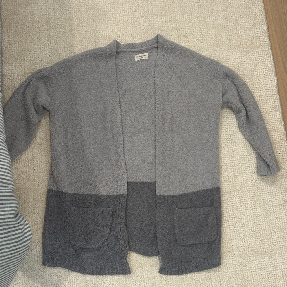 Gray Open-Front Women's Sweater